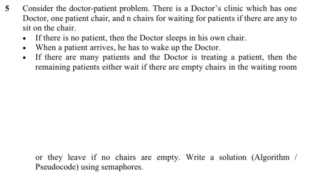 Solved 5 Consider the doctor-patient problem. There is a | Chegg.com