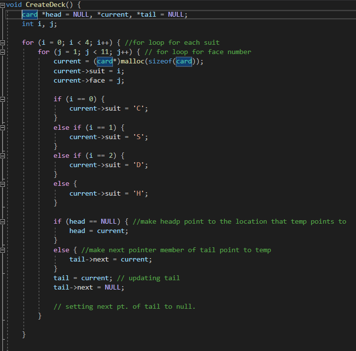 Solved In C code, please. I have created a "deck" of 40 | Chegg.com