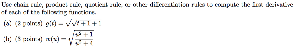 Solved Use chain rule, product rule, quotient rule, or other | Chegg.com