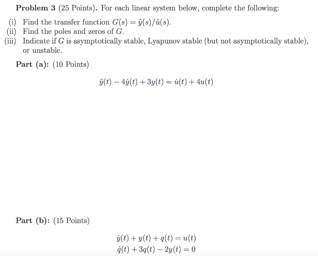 Solved Problem 3 25 Points For Each Linear System Belo Chegg Com