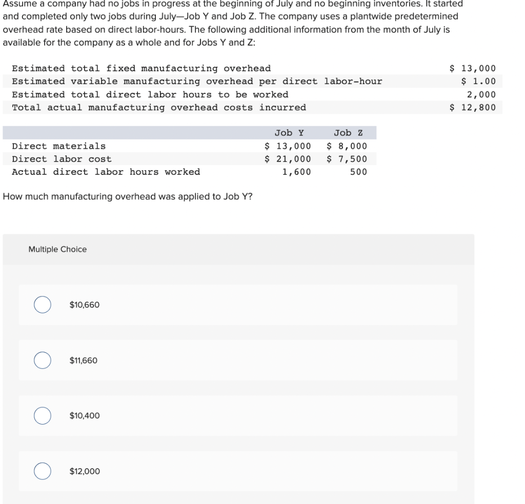 Solved Assume a company had no jobs in progress at the | Chegg.com