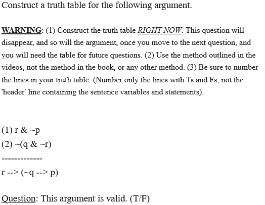 Solved Construct a truth table for the following argument. | Chegg.com