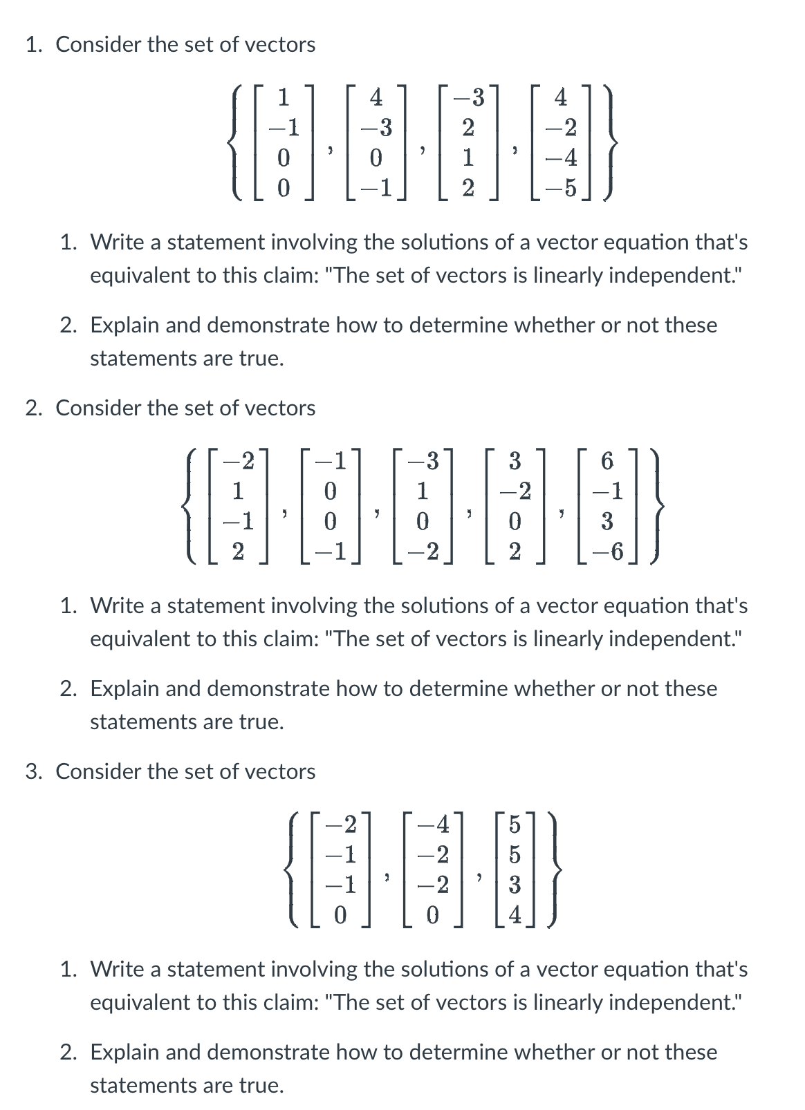 Solved 1. Consider the set of vectors | Chegg.com