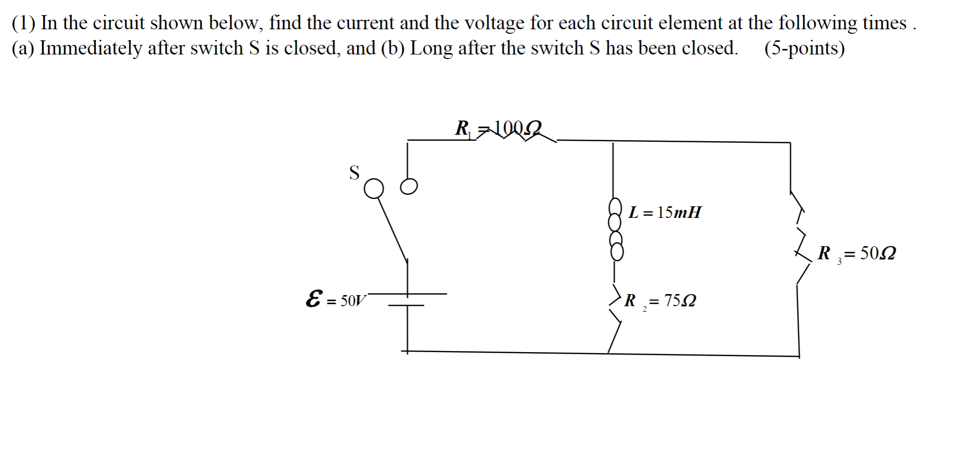 Solved (1) In The Circuit Shown Below, Find The Current And | Chegg.com