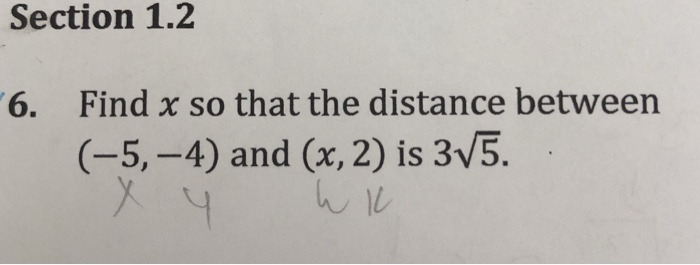 Solved Section 1.2 Find x so that the distance between | Chegg.com