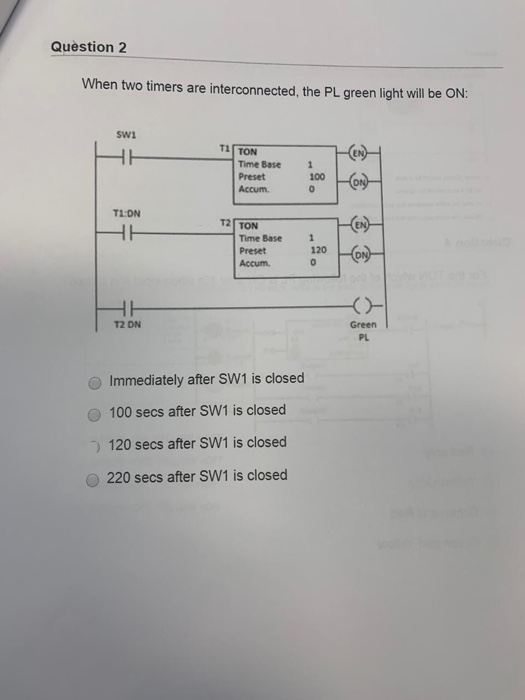 Solved Question 2 When two timers are interconnected, the PL
