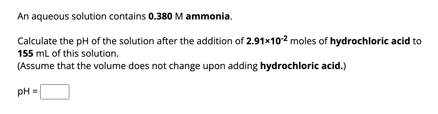 Solved An Aqueous Solution Contains 0.380M Ammonia. | Chegg.com