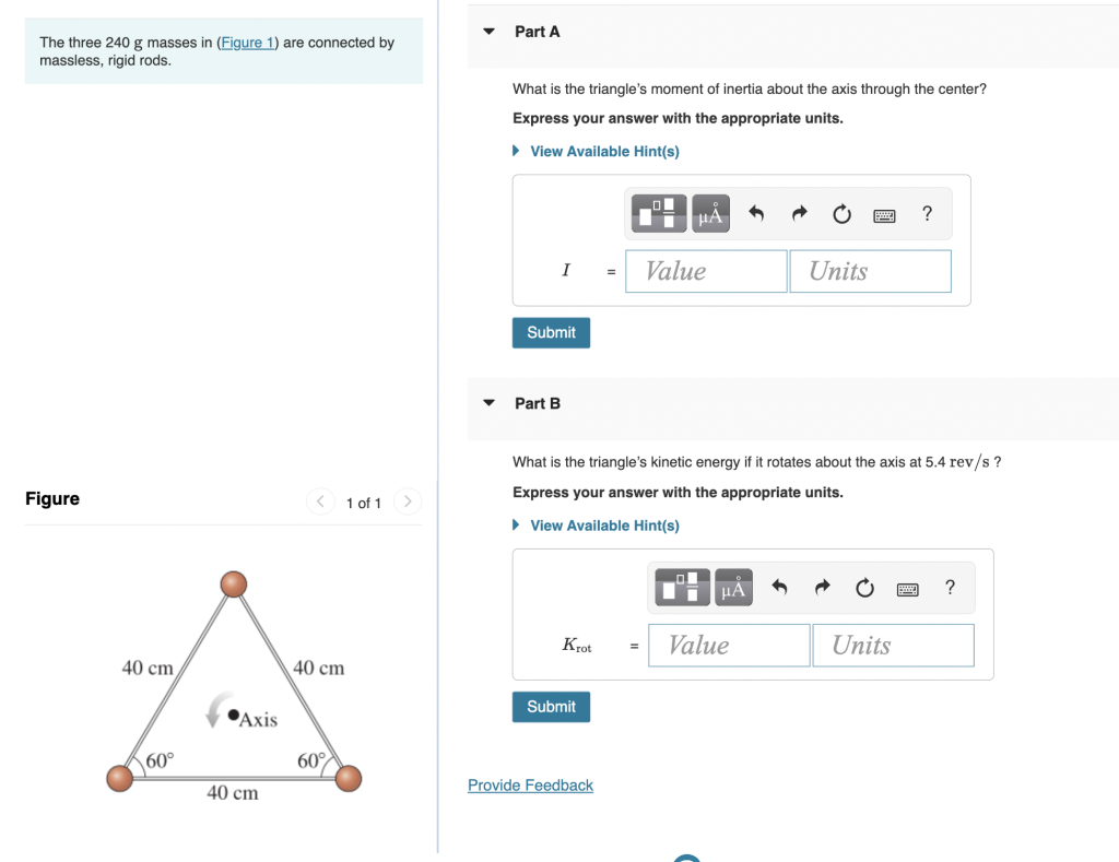 Solved Part A The three 240 g masses in (Figure 1) are | Chegg.com