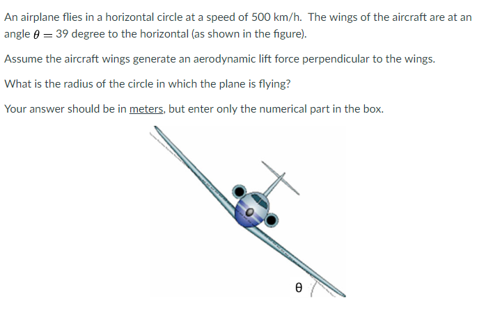 Solved An Airplane Flies In A Horizontal Circle At A Speed | Chegg.com