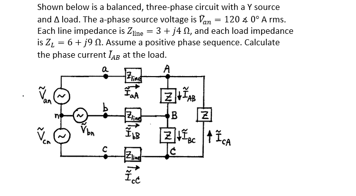 Solved Shown below is a balanced, three-phase circuit with a | Chegg.com
