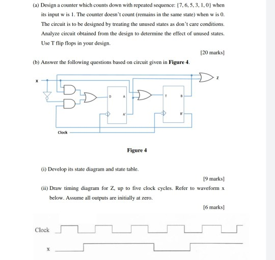 Solved (a) Design a counter which counts down with repeated | Chegg.com