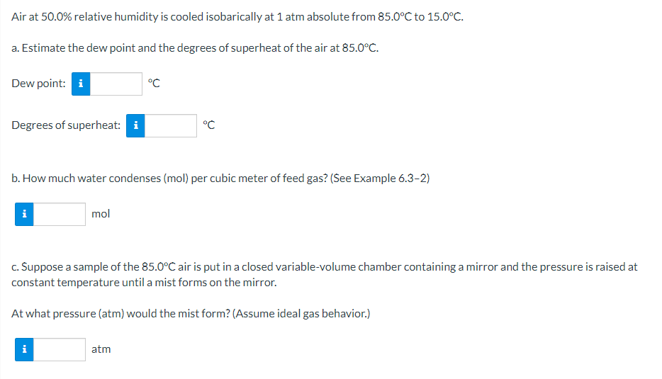 Solved Air at 50.0% relative humidity is cooled isobarically | Chegg.com