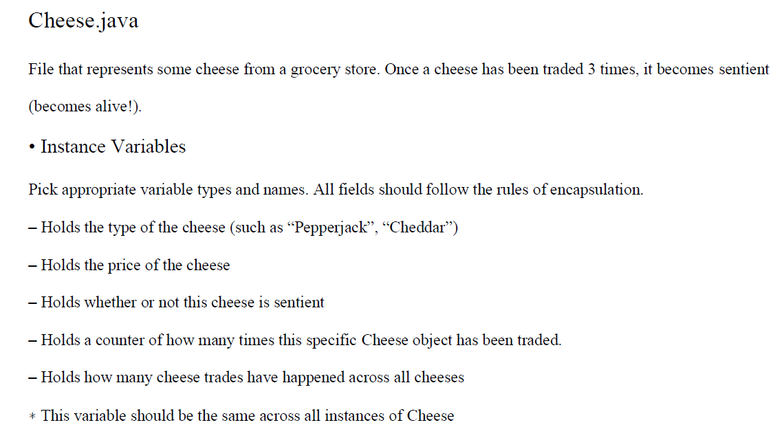 Solved Create three classes to simulate cheese connoisseurs. | Chegg.com