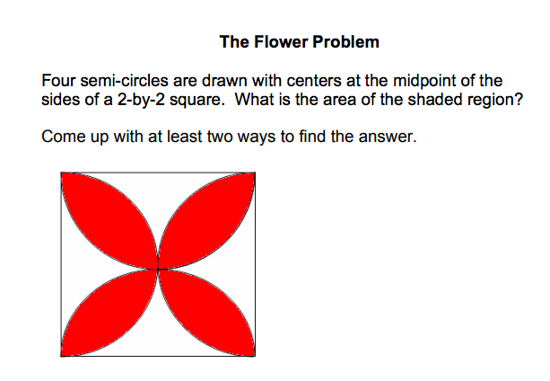 Flower Problem Geometry Solved The Flower Problem Four semi-circles are drawn with | Chegg.com