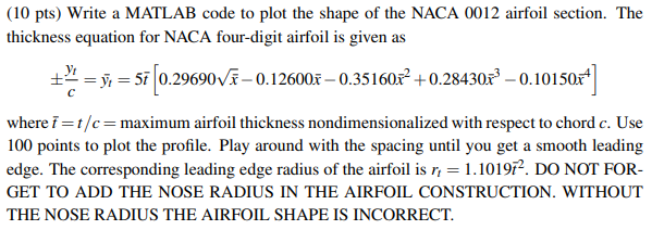 airfoil generator matlab code
