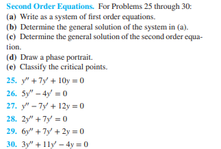 Solved Second Order Equations. For Problems 25 through 30: | Chegg.com