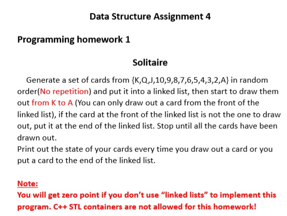 Data Structure Assignment 4 Programming homework 1 | Chegg.com