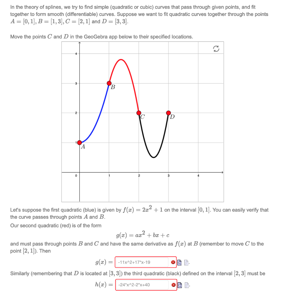 Solved In the theory of splines, we try to find simple | Chegg.com