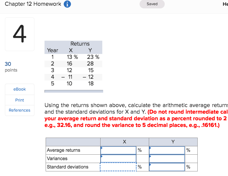 Solved Chapter 12 Homework Saved HE 30 points Year 1 2 3 4 5 | Chegg.com