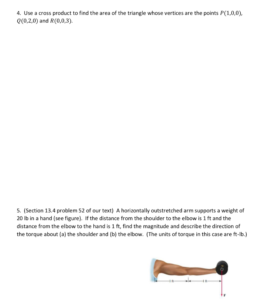 Solved 4. Use a cross product to find the area of the | Chegg.com