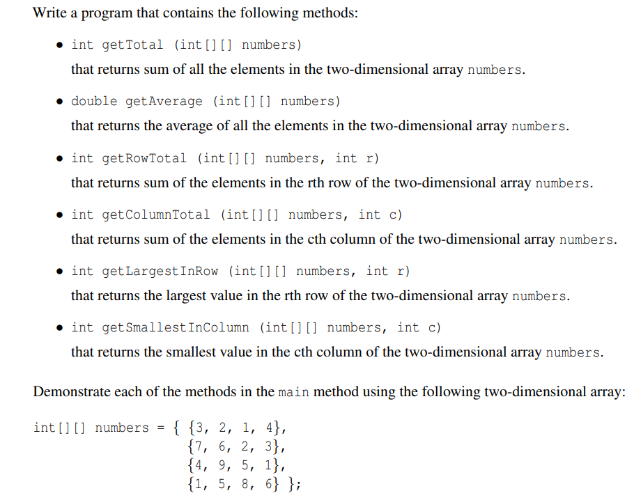 Solved Write a program that contains the following methods