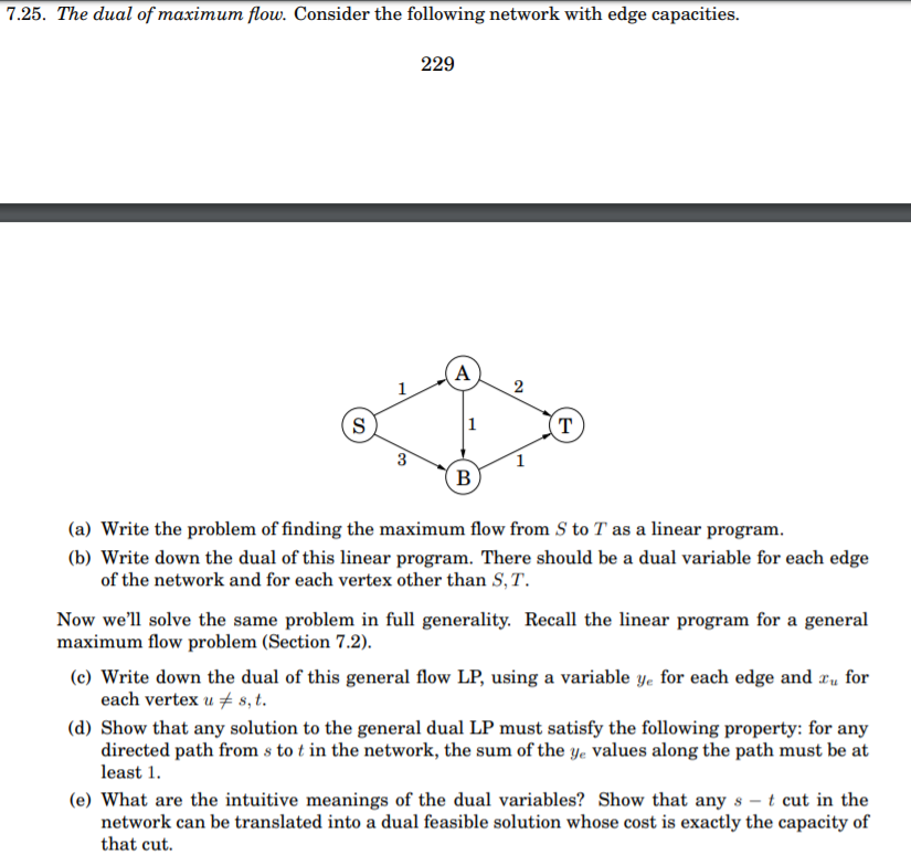 (Solved) : 725 Dual Maximum Flow Consider Following Network Edge ...