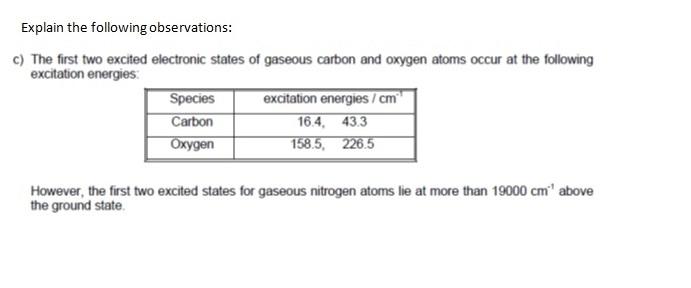 Solved Explain the following observations: c) The first two | Chegg.com