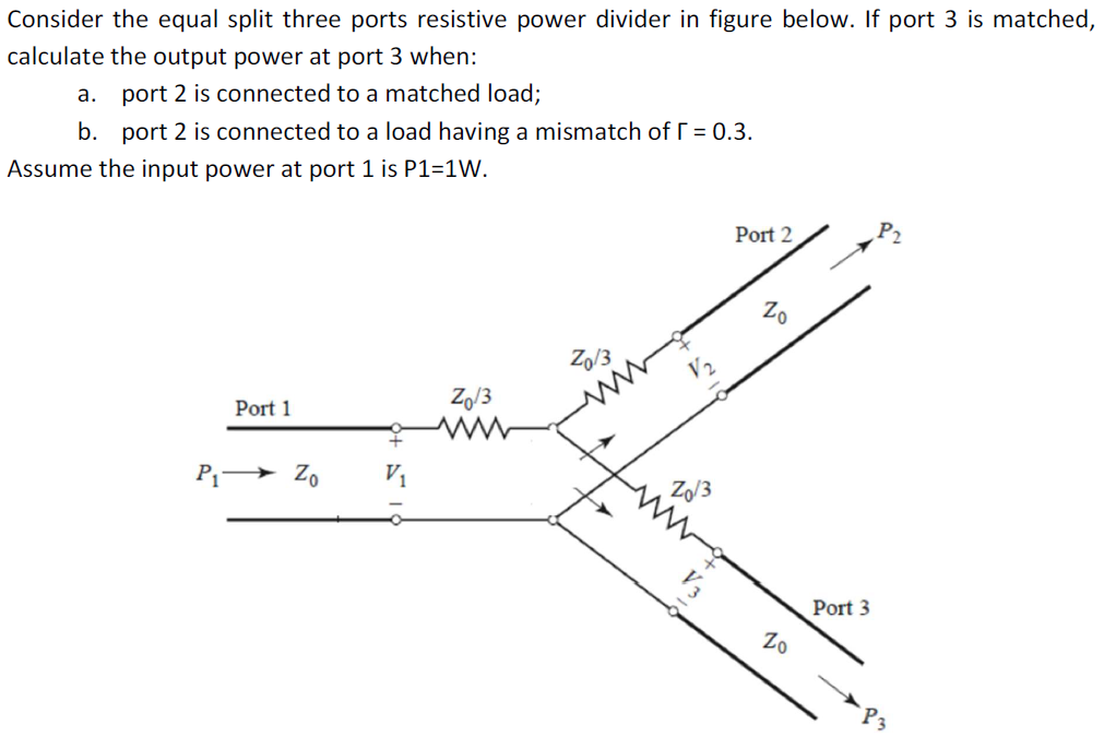 Solved Consider The Equal Split Three Ports Resistive Power | Chegg.com