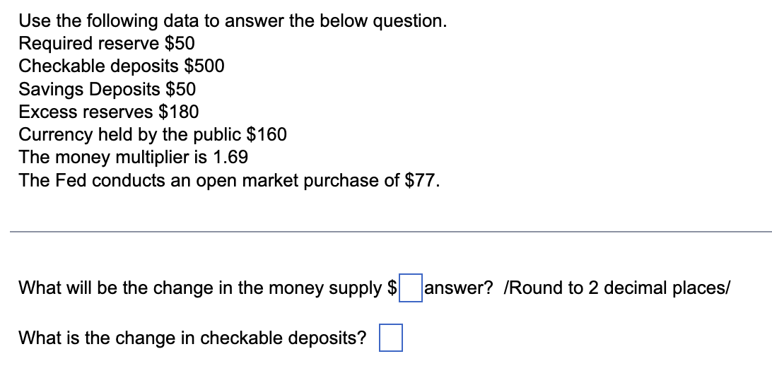 Solved Use the following data to answer the below question. | Chegg.com