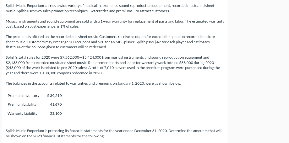 Solved $ (b) Warranty Liability (c) Premium Expense $ (d) | Chegg.com