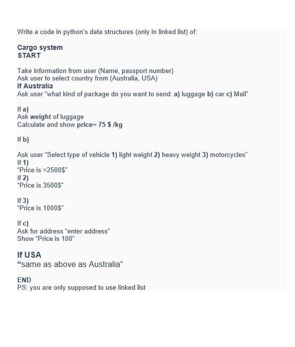 Solved Write a code in python's data structures (only in | Chegg.com