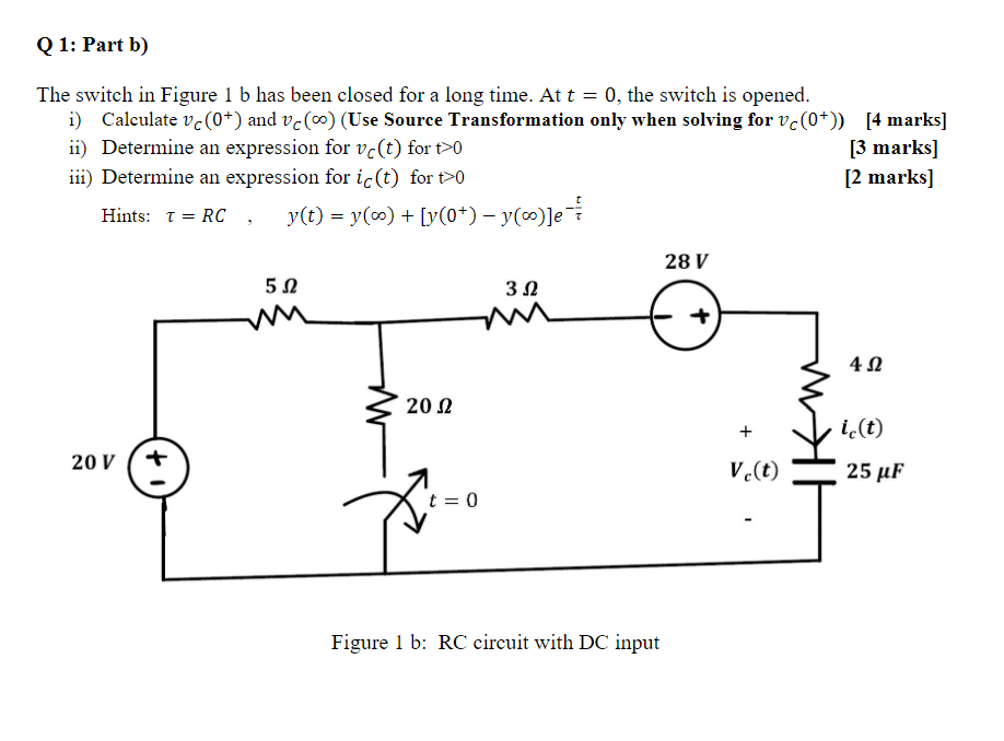 Solved The Switch In Figure 1 B Has Been Closed For A Long | Chegg.com