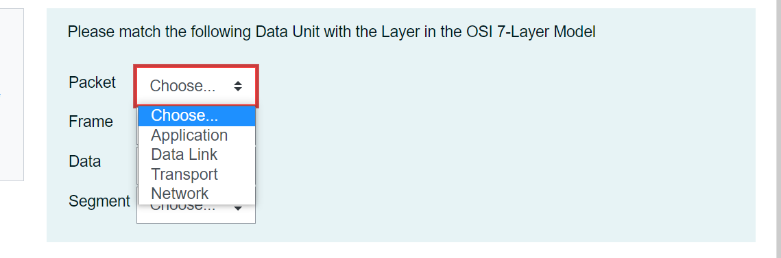 Solved Please match the following Data Unit with the Layer | Chegg.com
