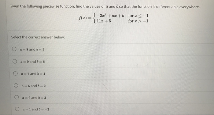 Solved Given The Following Piecewise Function Find The V Chegg Com