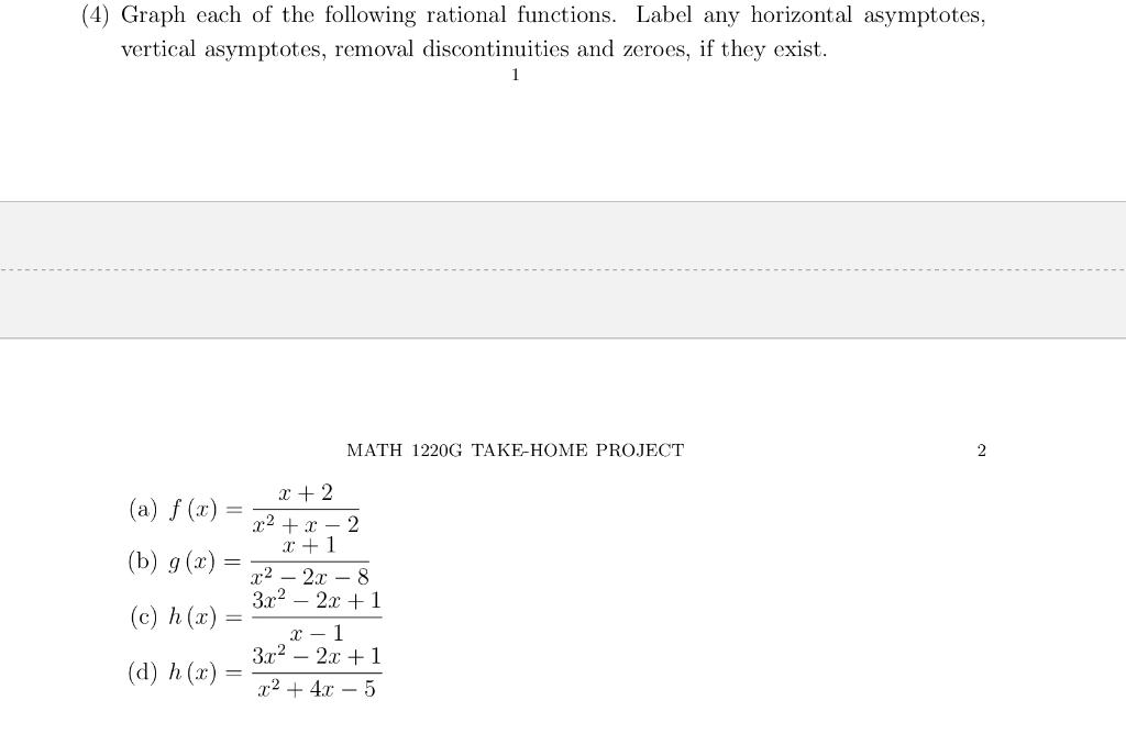 Solved (4) Graph each of the following rational functions. | Chegg.com