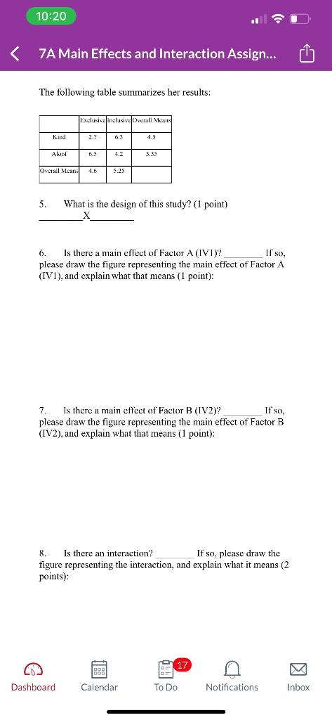 Solved 10:21 7A Main Effects and Interaction Assign... to | Chegg.com