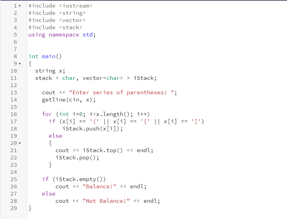 Solved Upgraded Balanced Parentheses Copy and paste your | Chegg.com