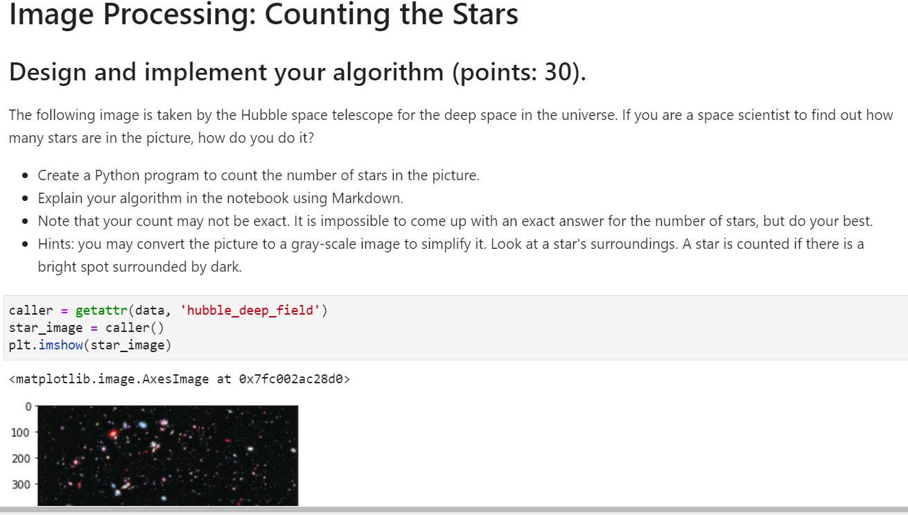 Solved Image Processing: Counting the Stars Design and | Chegg.com