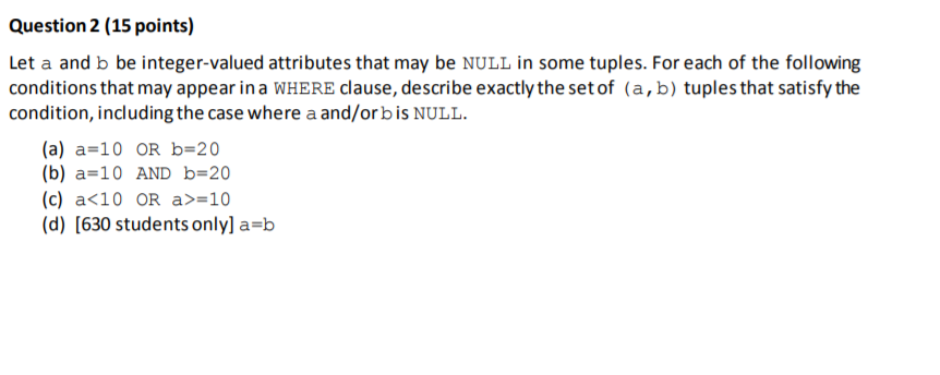 Solved Question 2 (15 Points) Let A And B Be Integer-valued | Chegg.com