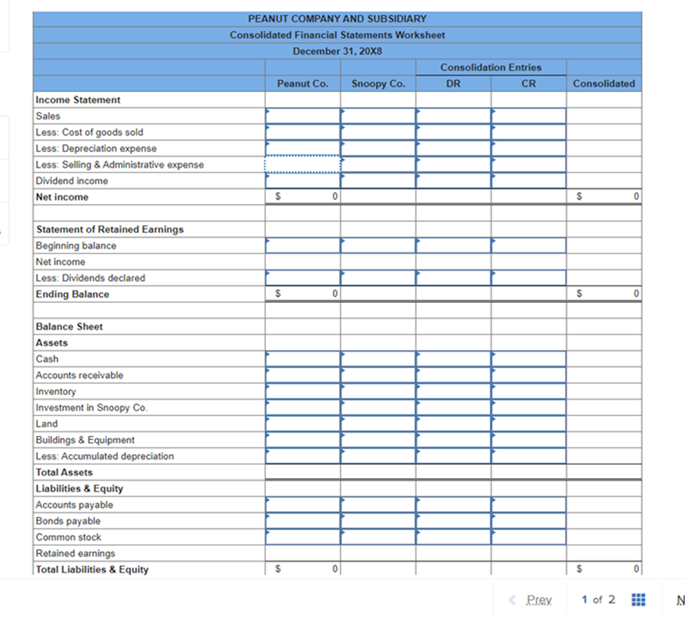 Solved Peanut Company acquired 100 percent of Snoopy | Chegg.com