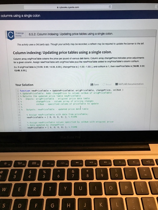 Solved rybooks.zyante com columns using a single colon | Chegg.com