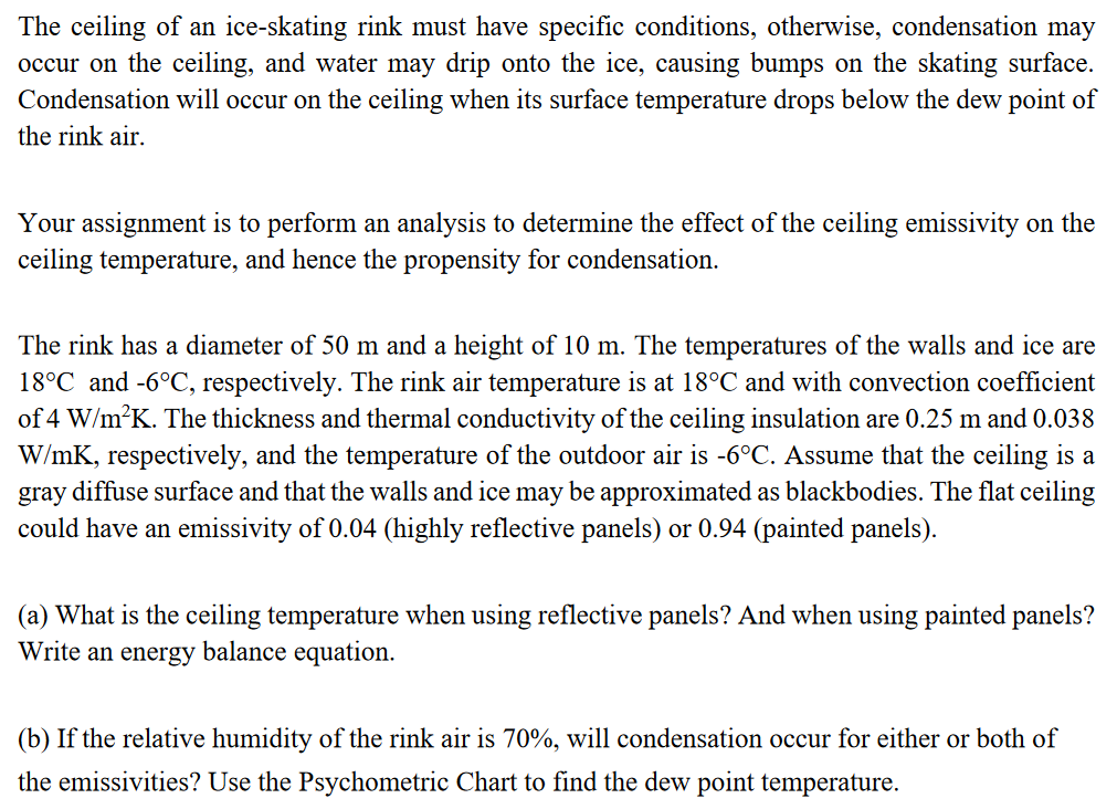 Solved The ceiling of an iceskating rink must have specific