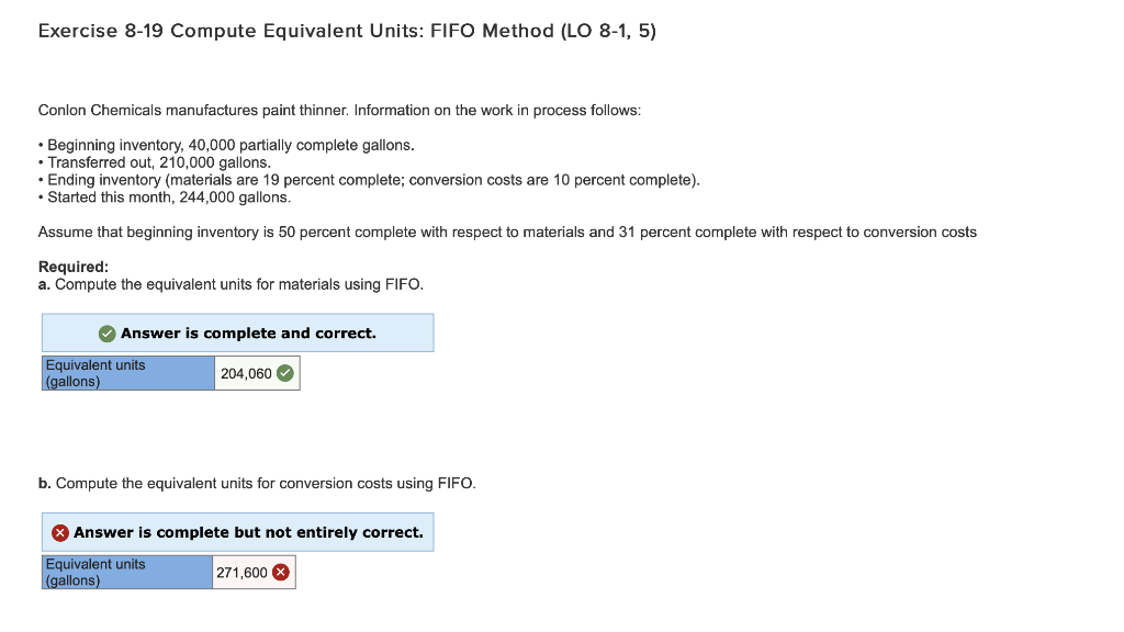 Solved Exercise 8-19 Compute Equivalent Units: FIFO Method | Chegg.com