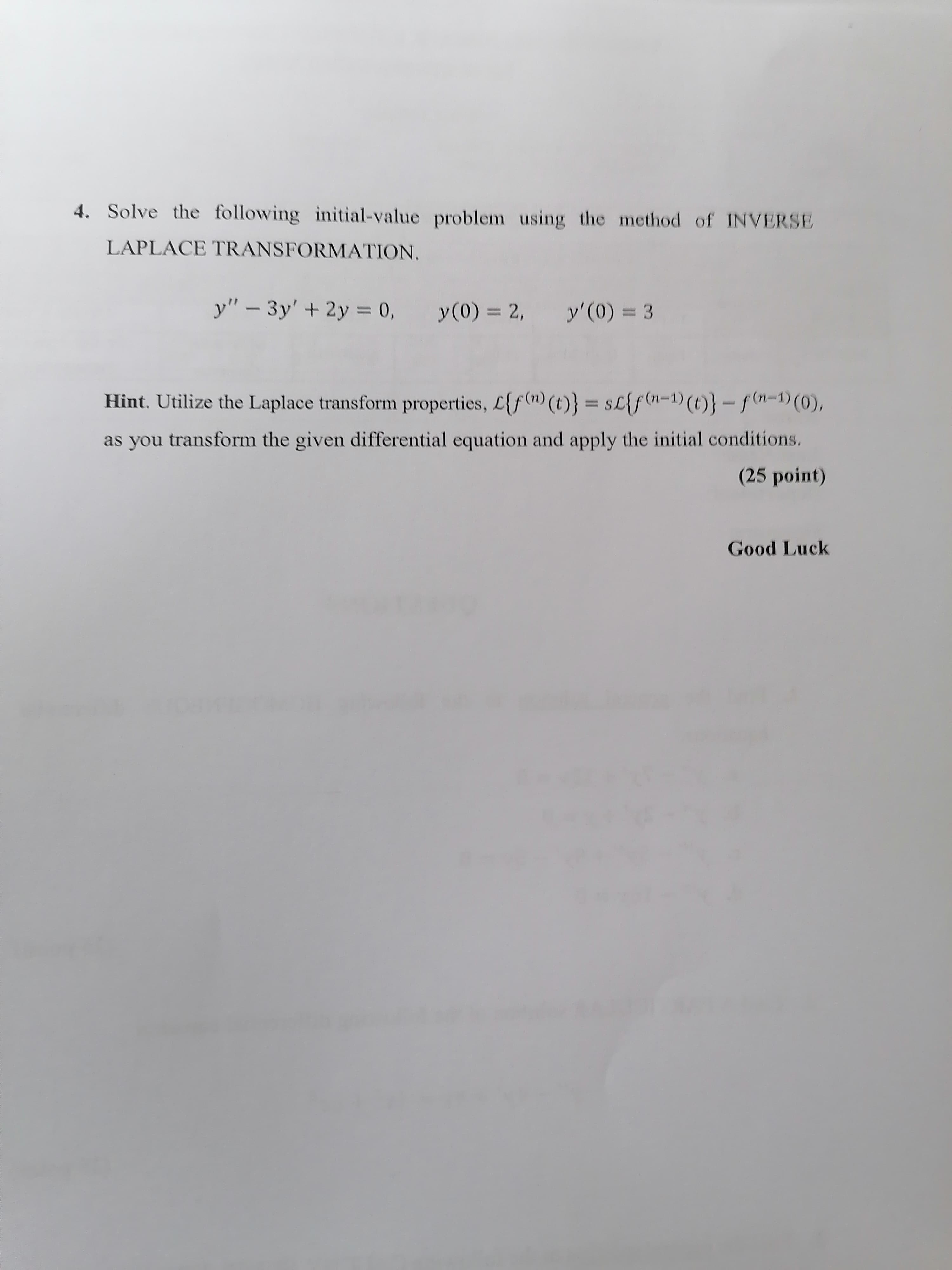 Solved Solve The Following Initial Value Problem Using The Chegg