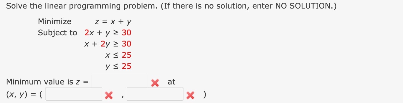 Solved Solve the linear programming problem. (If there is no | Chegg.com