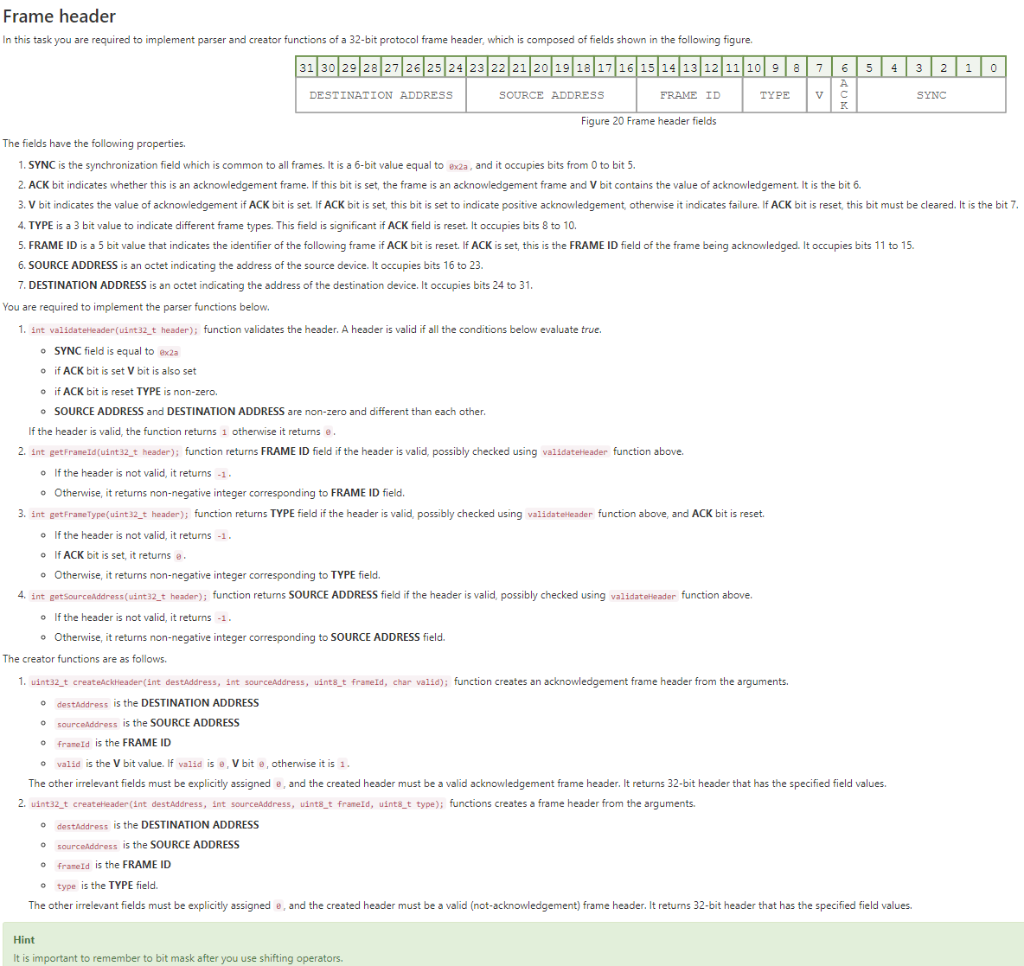 Solved Frame header In this task you are required to | Chegg.com