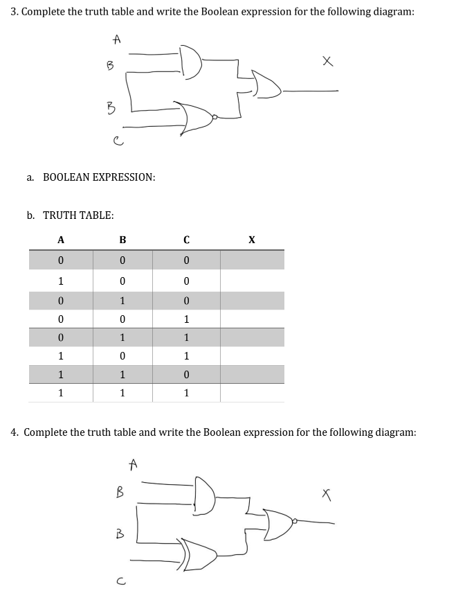 Solved 3. Complete the truth table and write the Boolean | Chegg.com