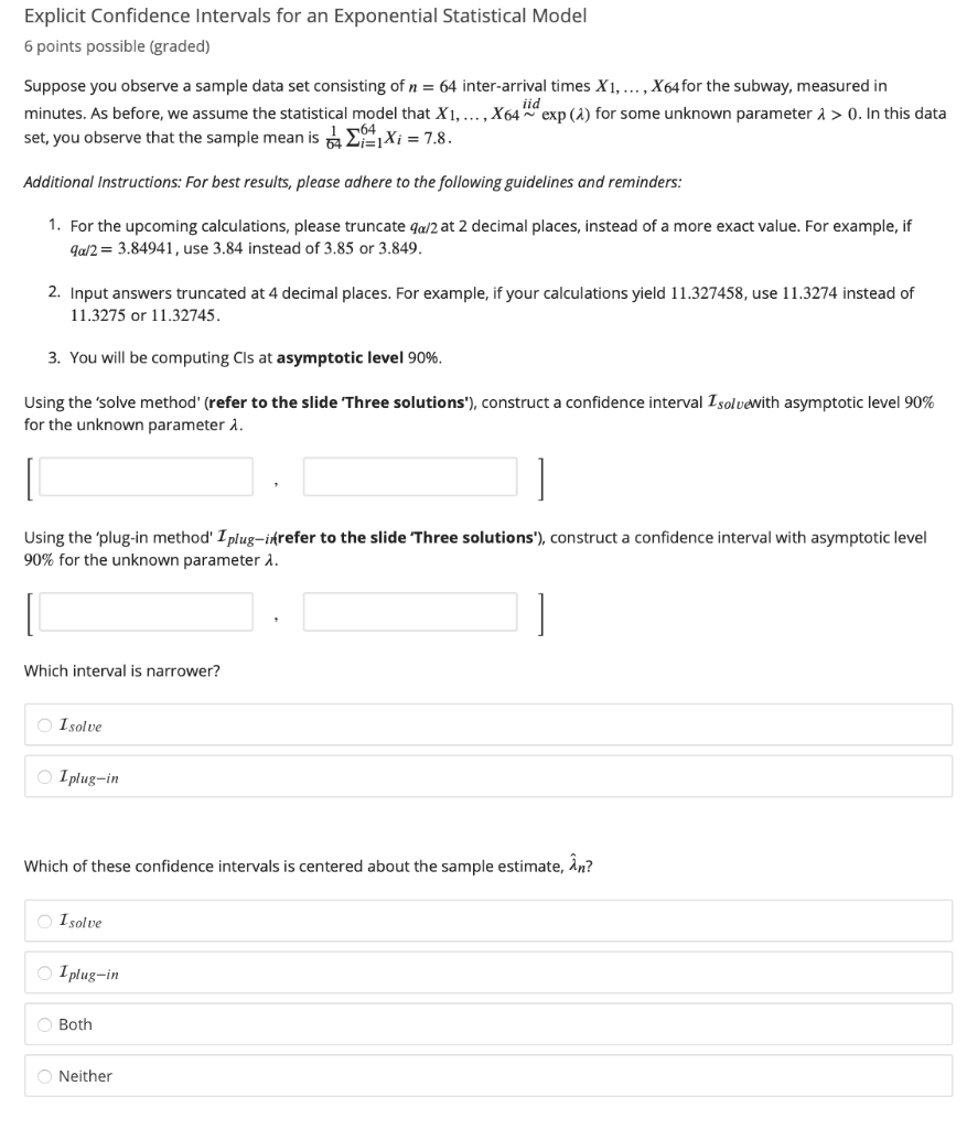 Solved Confidence interval Concept Check 1 point possible | Chegg.com