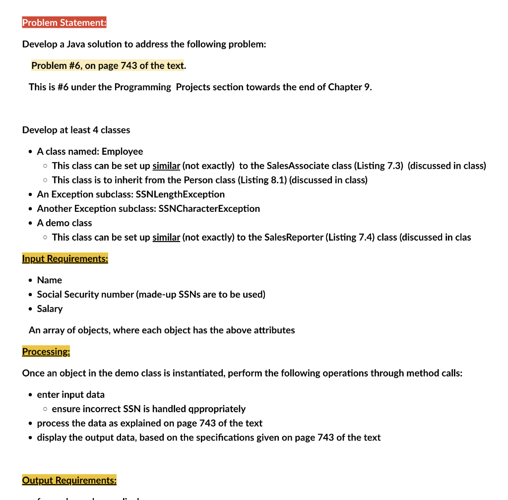 Solved ONLY JAVA LANGUAGE Problem Statement: Develop a Java | Chegg.com