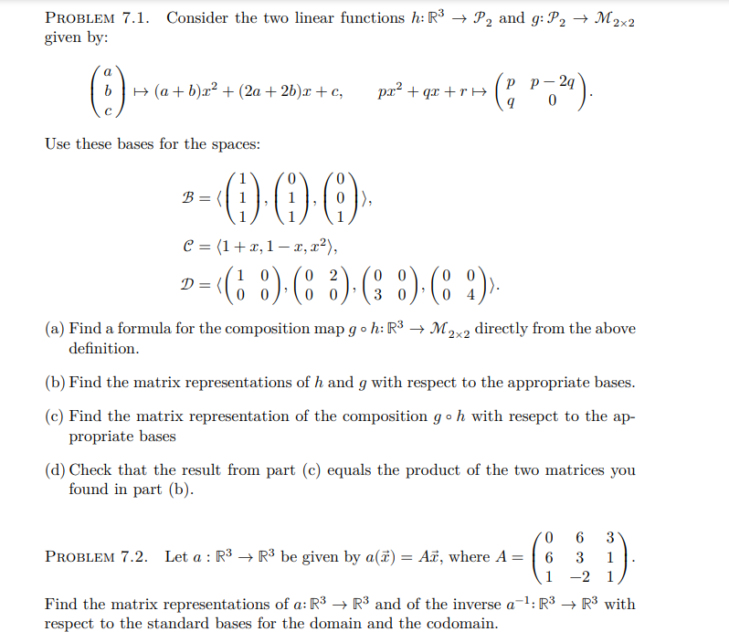 Solved Problem 7 1 Consider The Two Linear Functions H Chegg Com